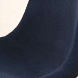 Set of 6 Eames Fiberglass DSX side chairs blue with velvet upholstery