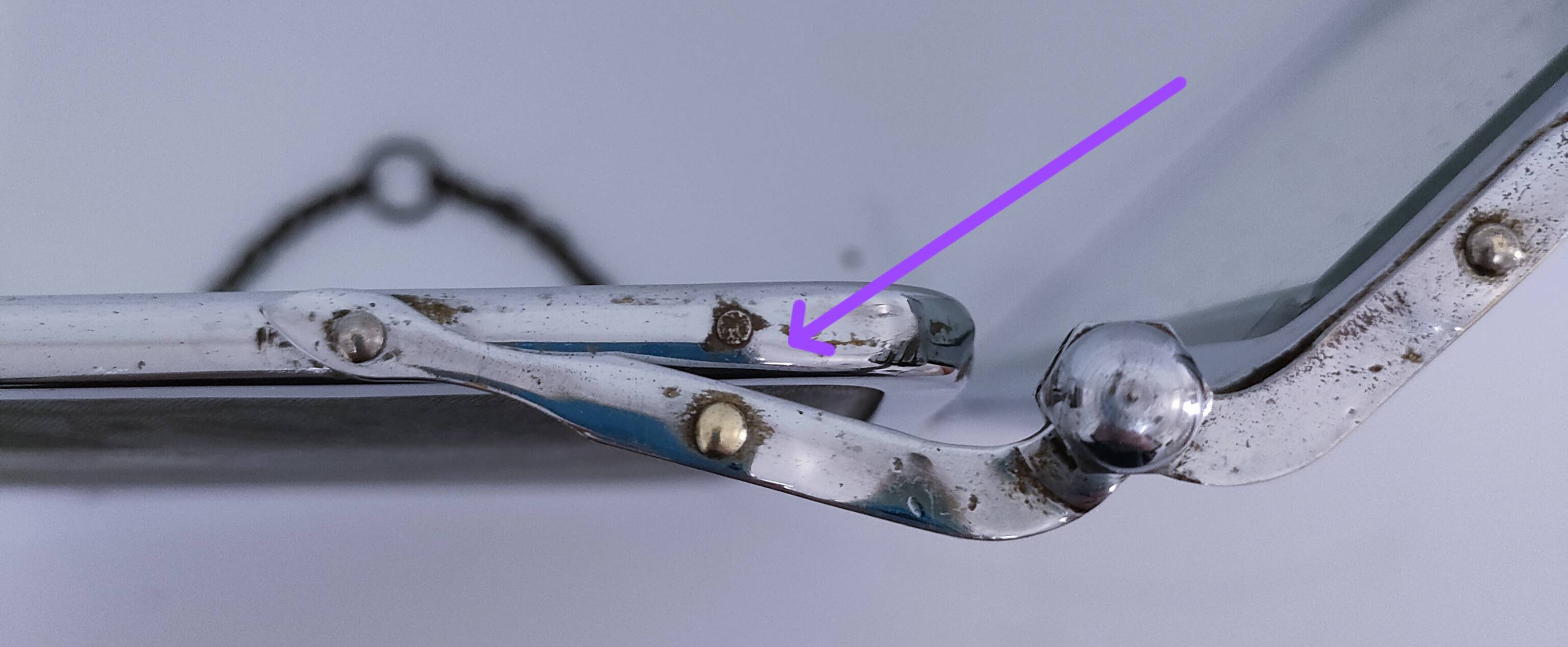 Chrome patina triptych mirror, early 20th century