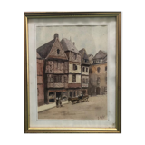 Breton painting painting, Watercolor Lannion, Signed Kehr