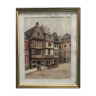 Breton painting painting, Watercolor Lannion, Signed Kehr