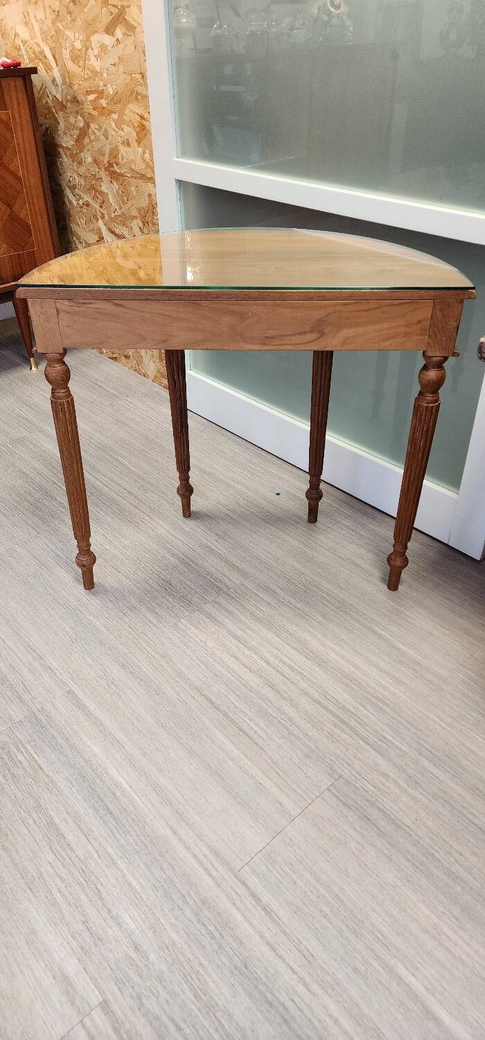 Half-moon console with glass top