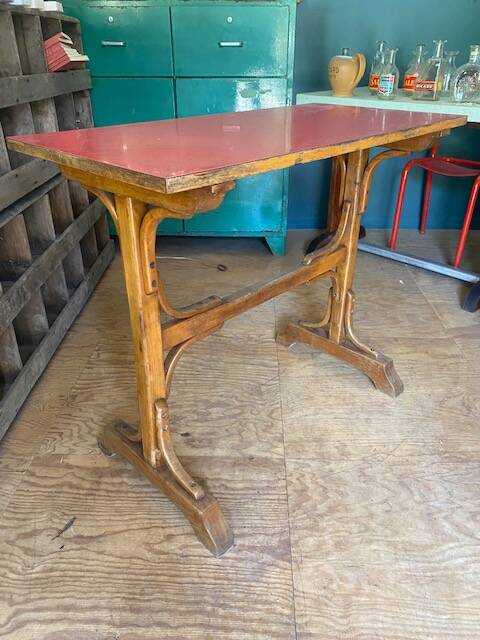 Red Formica bistro table 1950