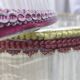 Set of 3 large vintage pleated fabric lampshades – trimmings –