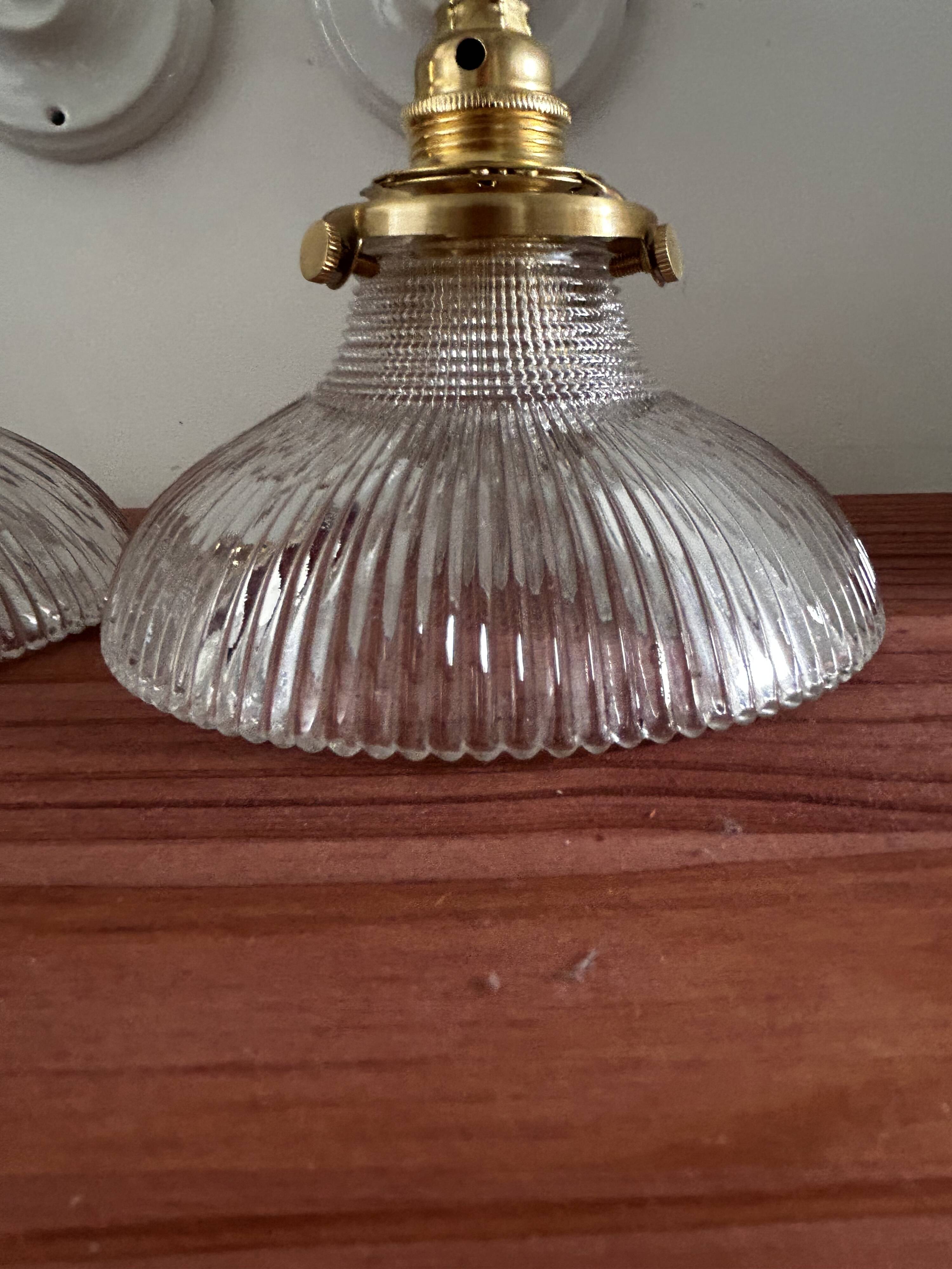 Pair of holophane tulip wall lights