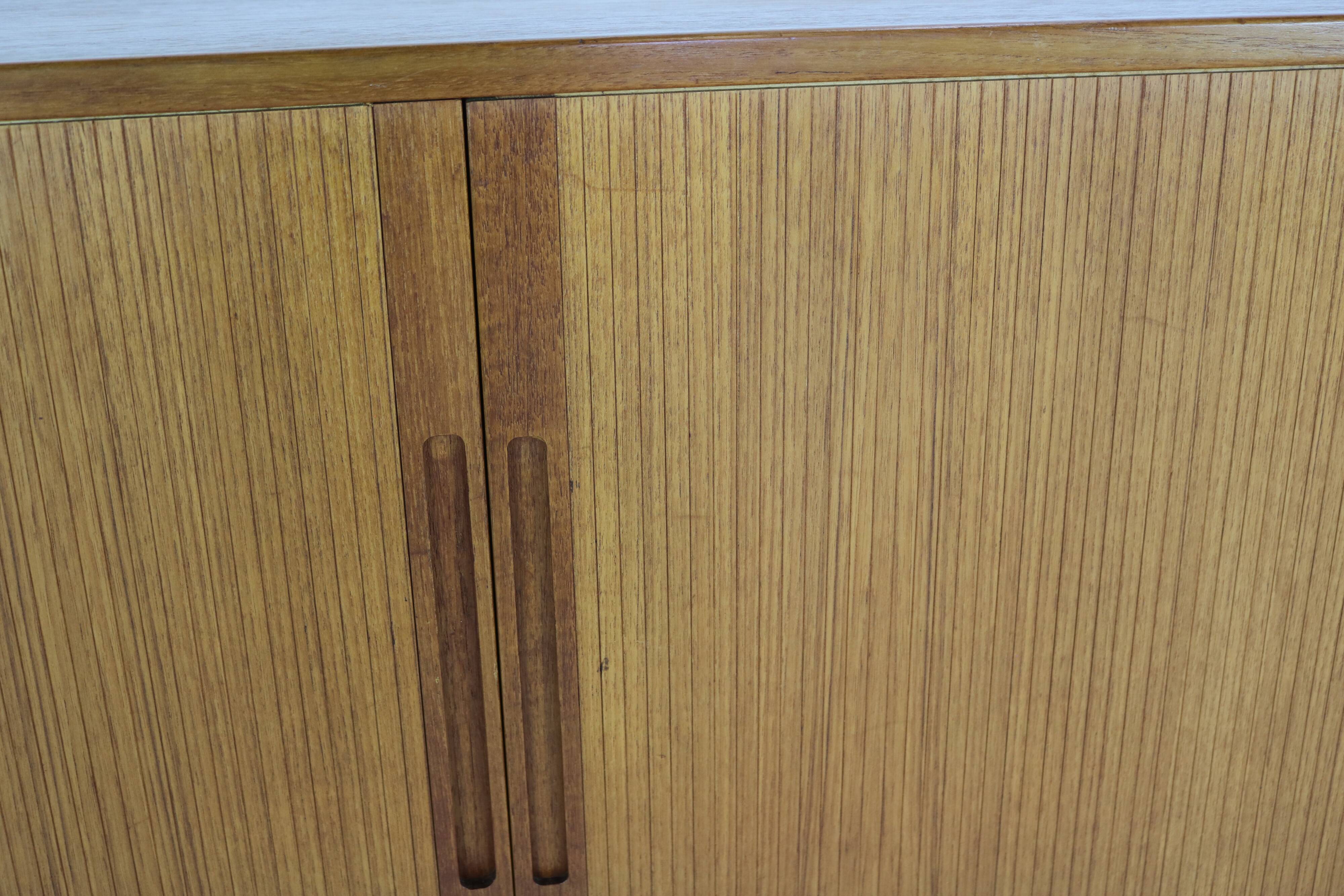 Teak enfilade with 2 tambour doors