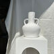 Handcrafted terracotta vase painted white with double handles h:40 d:30