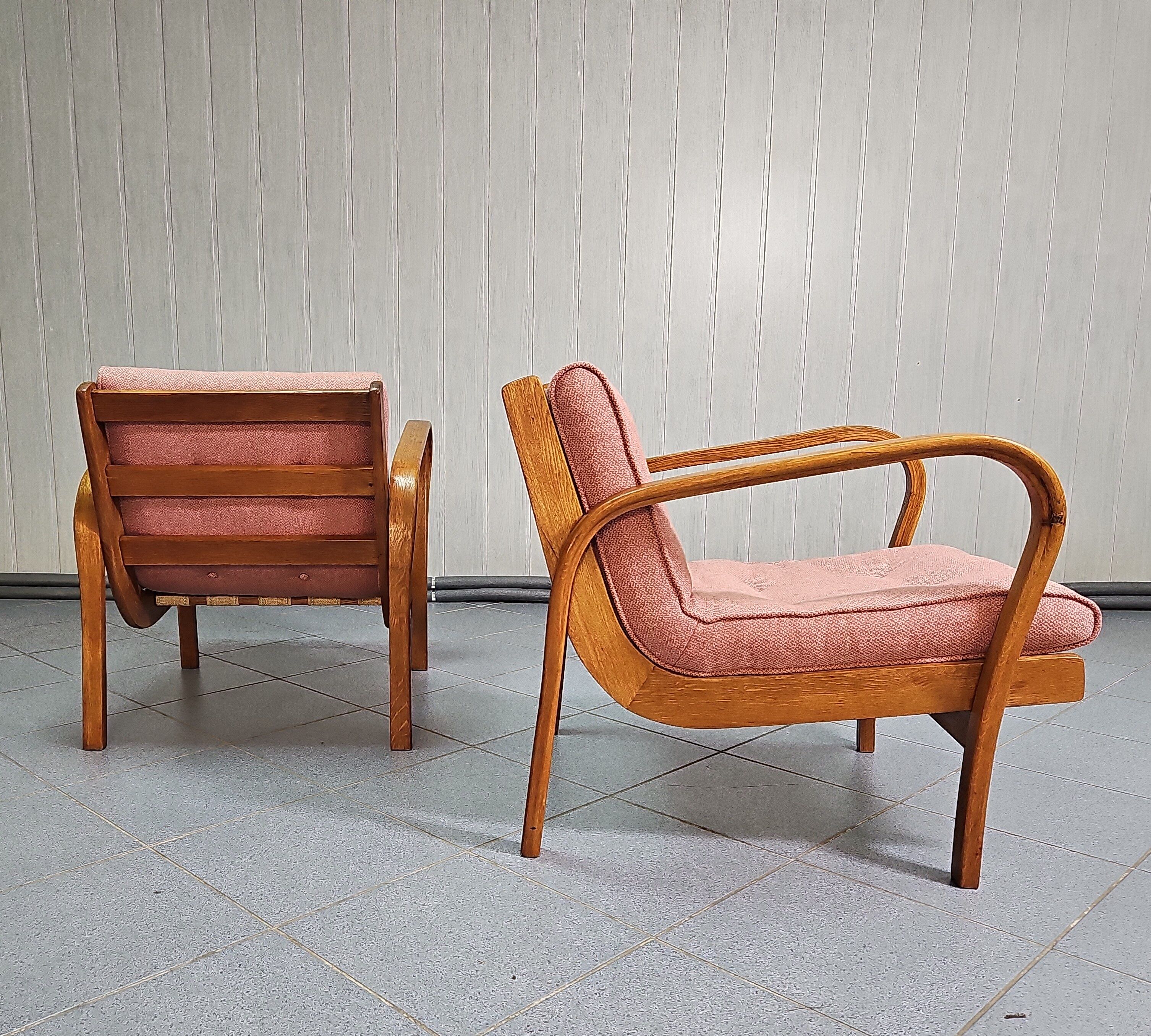 Pair of vintage armchairs by Kropacek and Kozelka, 1944
