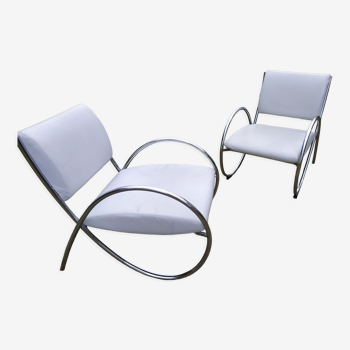Pair of designer armchairs - 80s