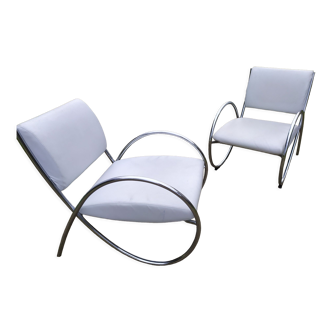 Paire de fauteuils design années 80