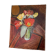 Still life canvas painting tulips on table signed r saintin