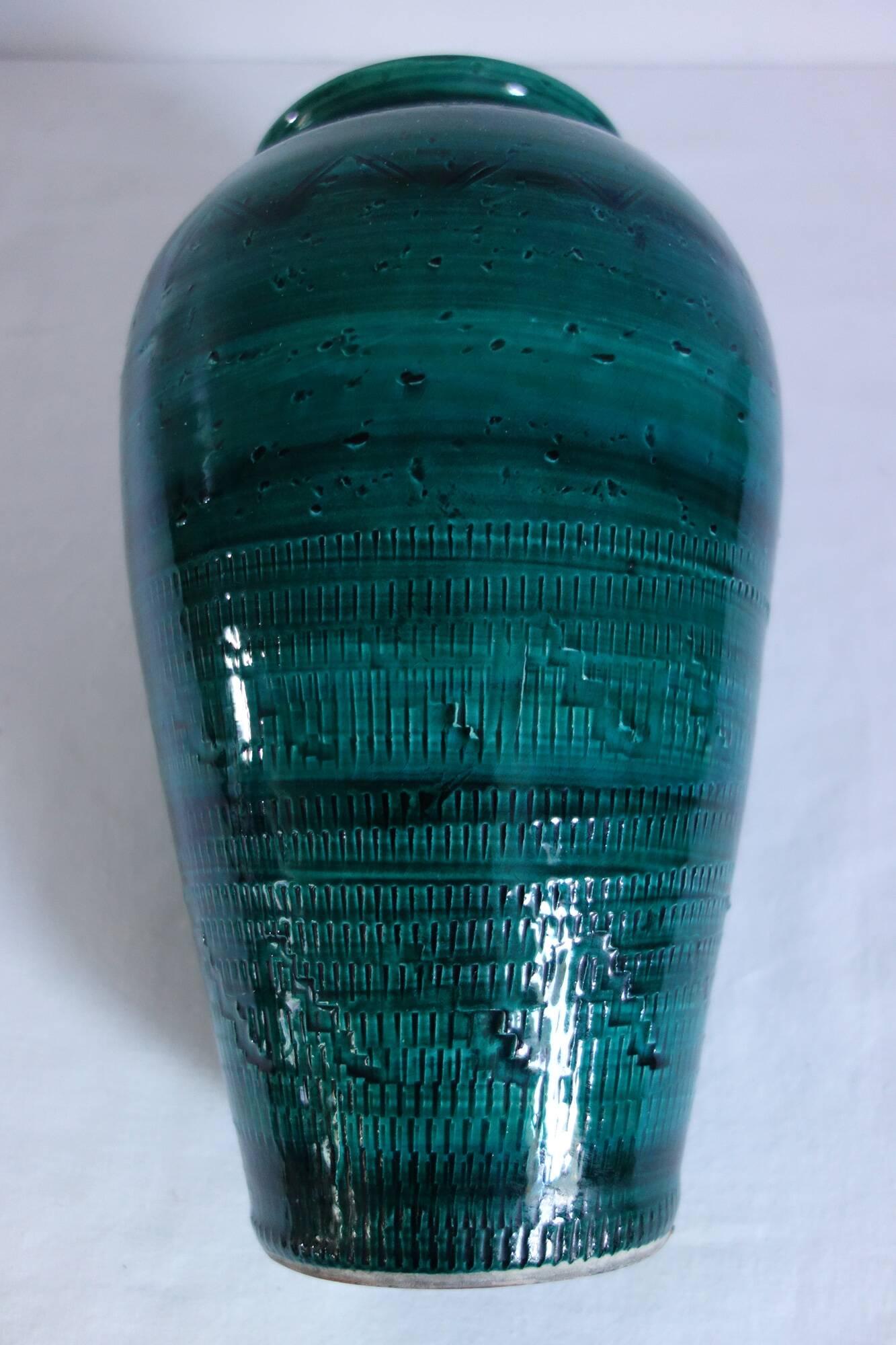 Vintage green glazed ceramic vase