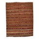Red & Brown Pinstriped Style Vintage Kilim Rug, 142x182Cm