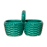 Green slurry pepper shaker, vintage ceramics