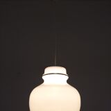 Hanging lamp of the 70s in white opaline