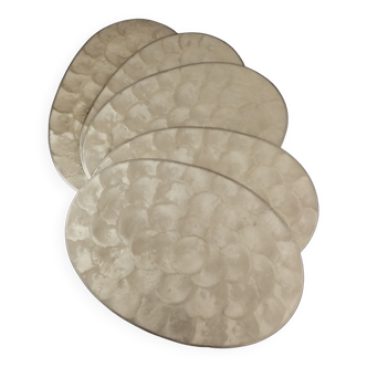 Set of 5 placemats and 12 coasters shell Capiz