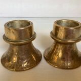 Pair of bronze candlesticks with tulip base