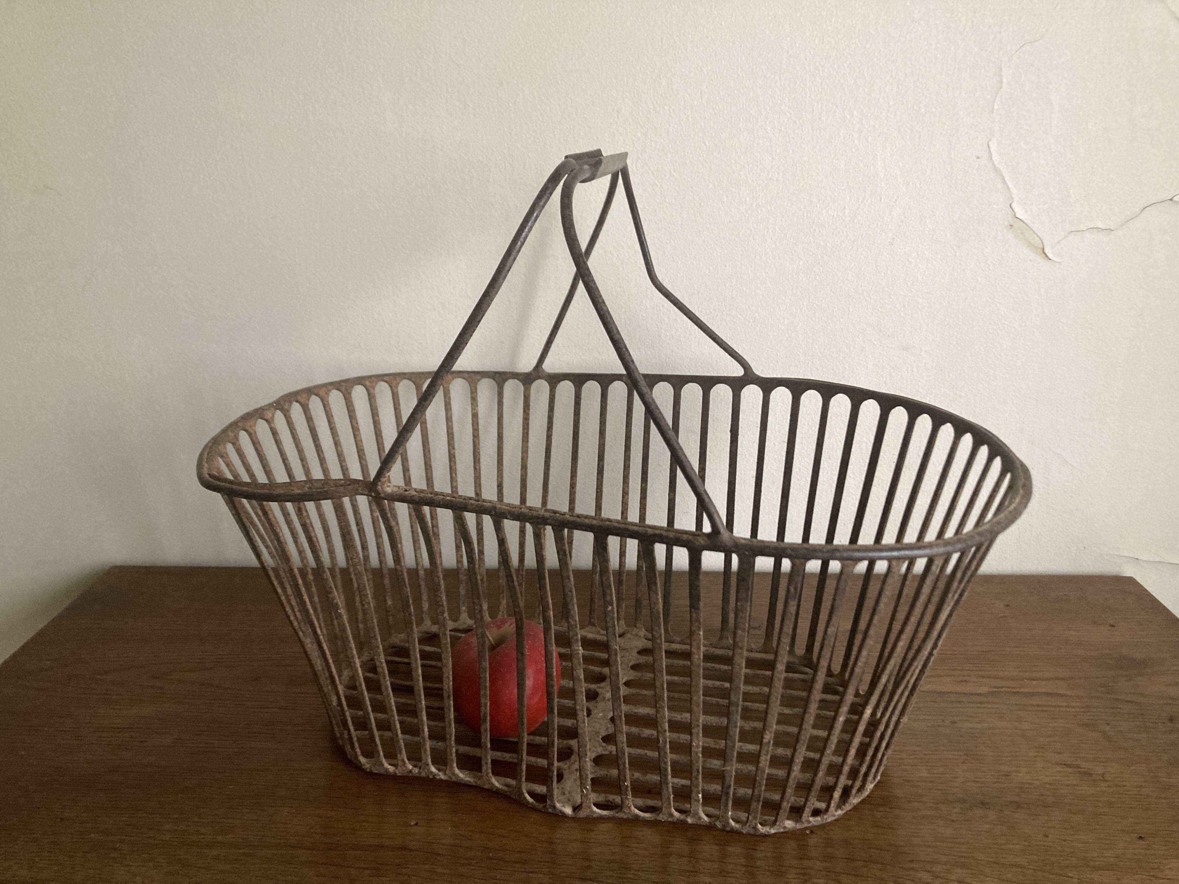 Country wrought iron harvest basket 1930