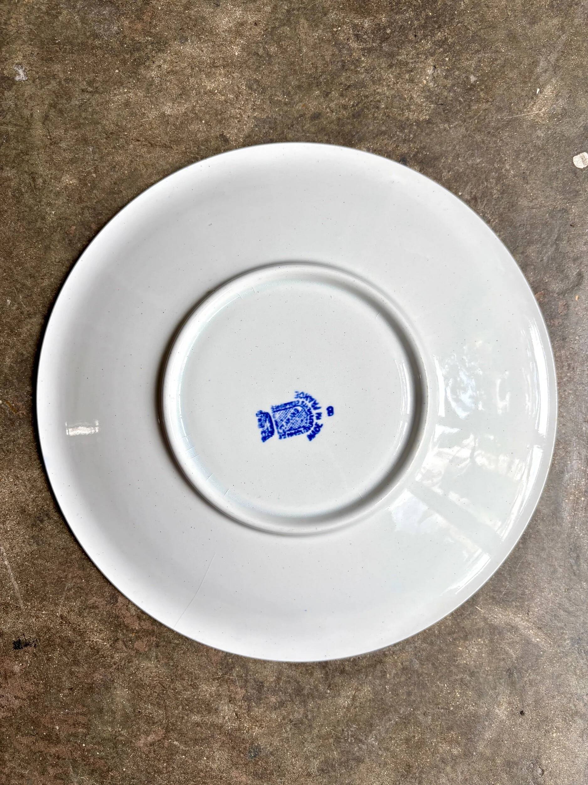 St Amand round hollow dish in blue earthenware