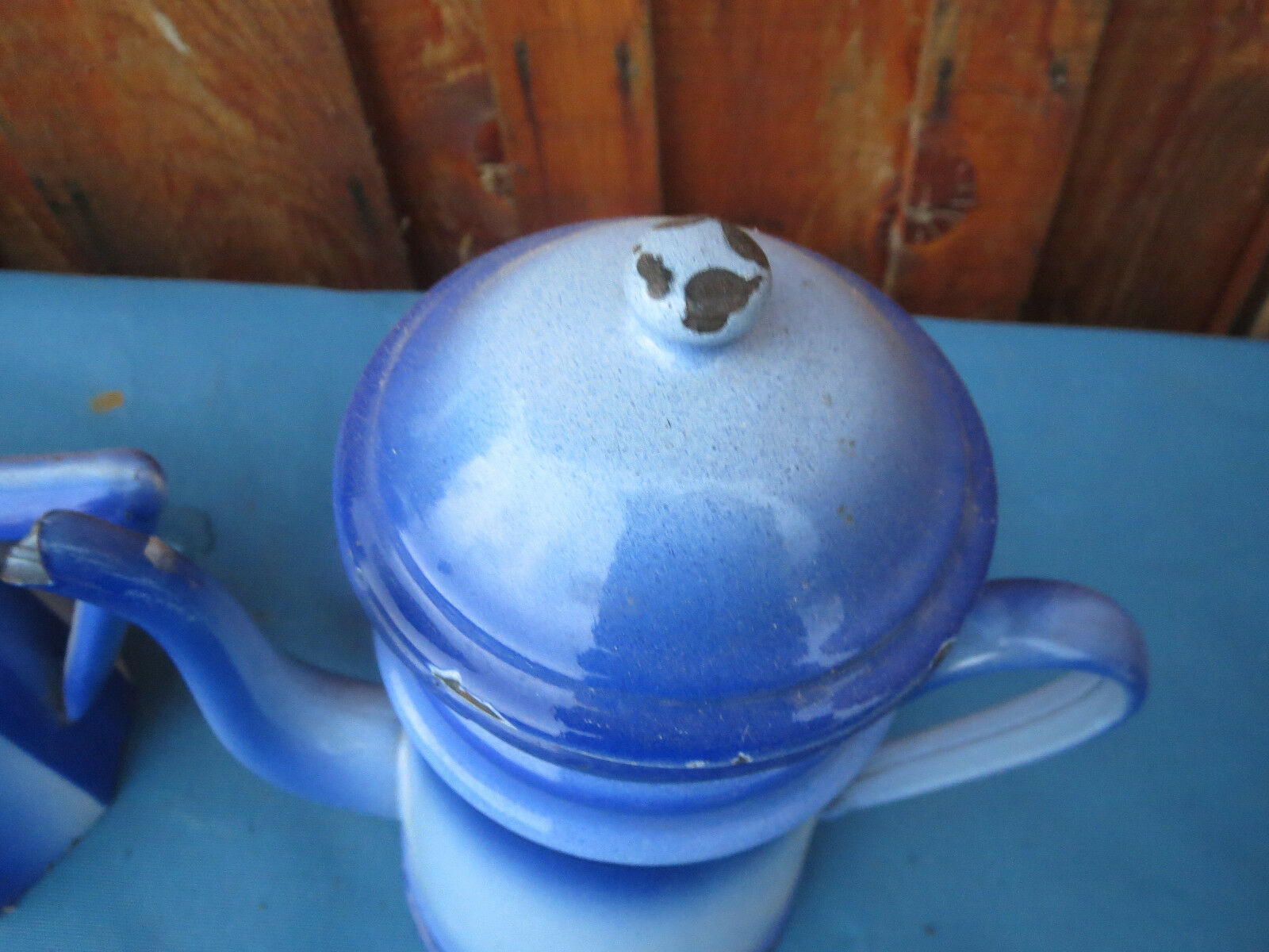 Old enamelled coffee makers old blue vintage kitchen popular art