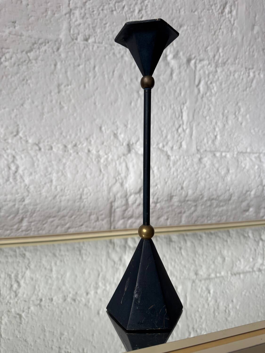 Bronze candle holder, Memphis design, 80s