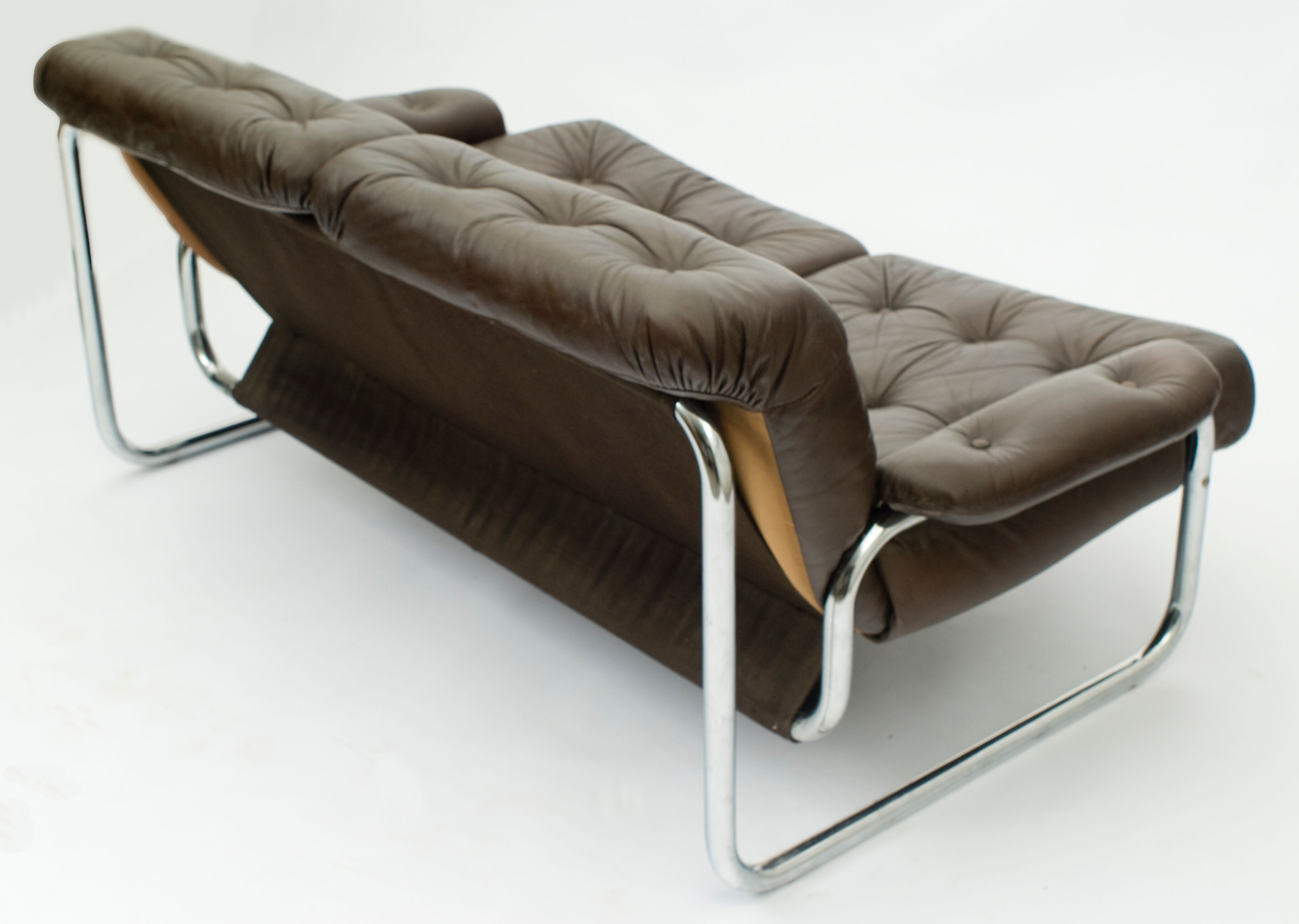 Chrome tubular framed two seater sofa