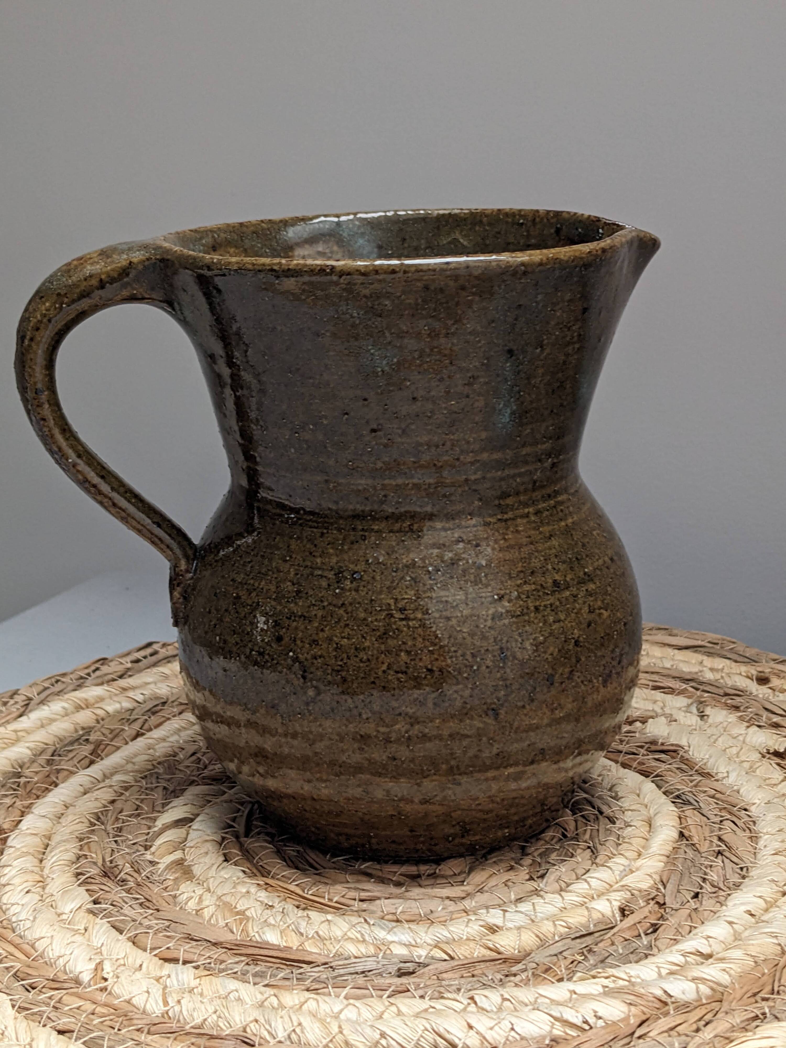 Pyrite stoneware pitcher vase