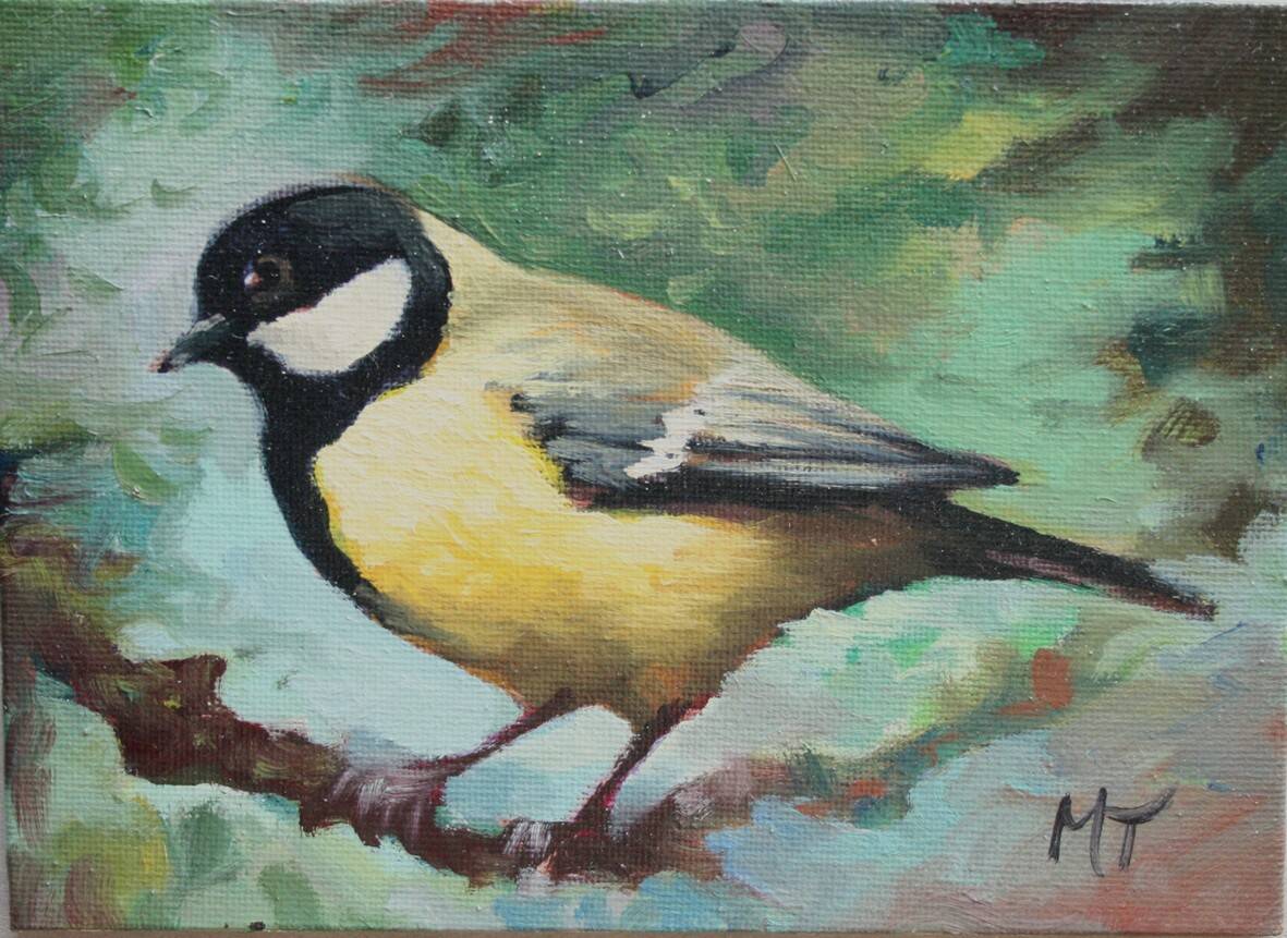 Oil painting on canvas board, size 13 x 18 cm.