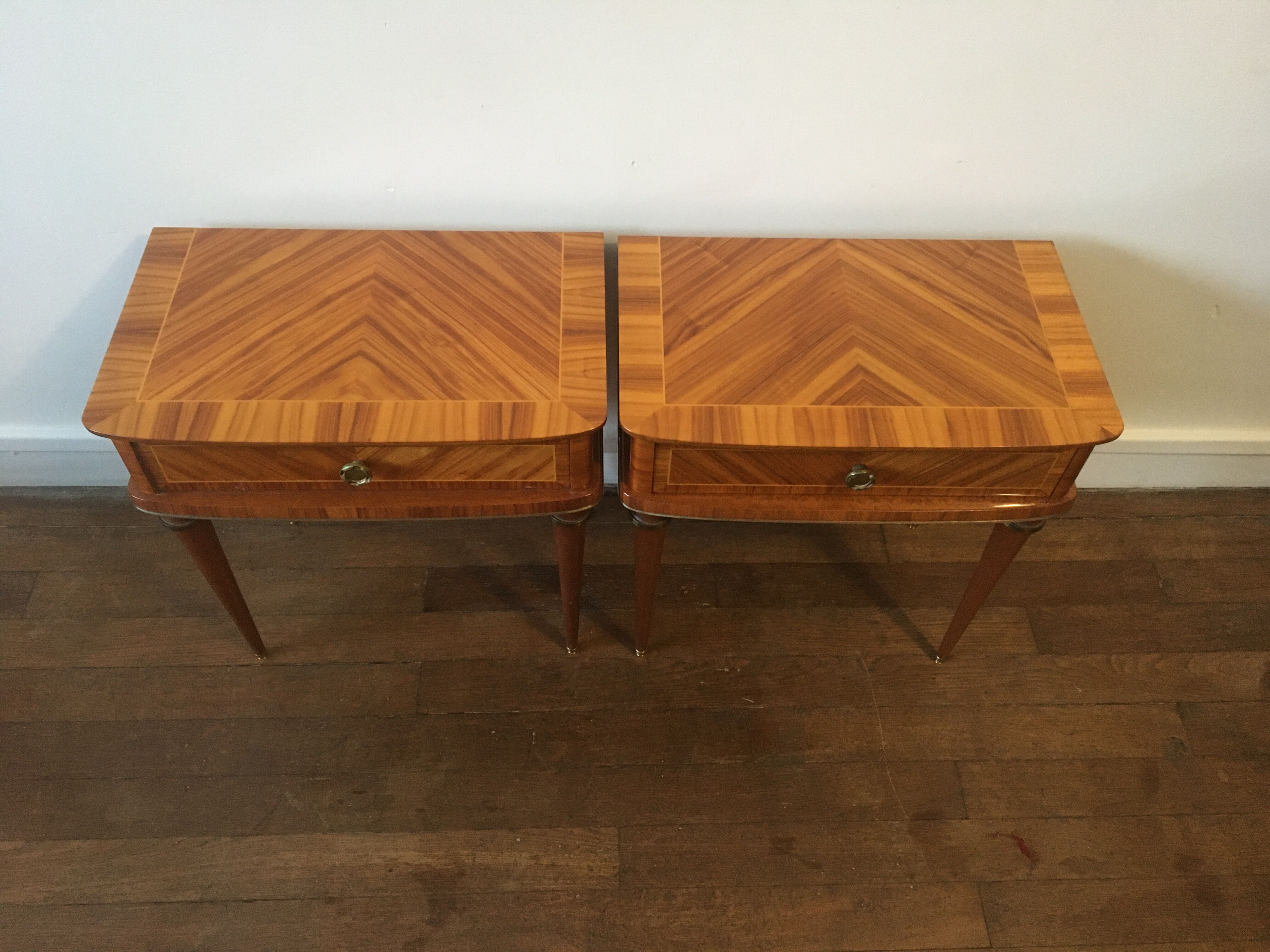 Pair of rosewood and brass bedsides circa 1950