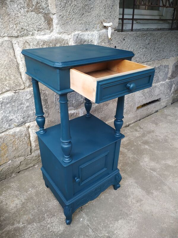 table de chevet meuble d'appoint ancien peint