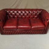 Red leather chesterfield sofa