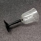 6 liqueur glasses on black opaline foot france, onyx luminarc vintage