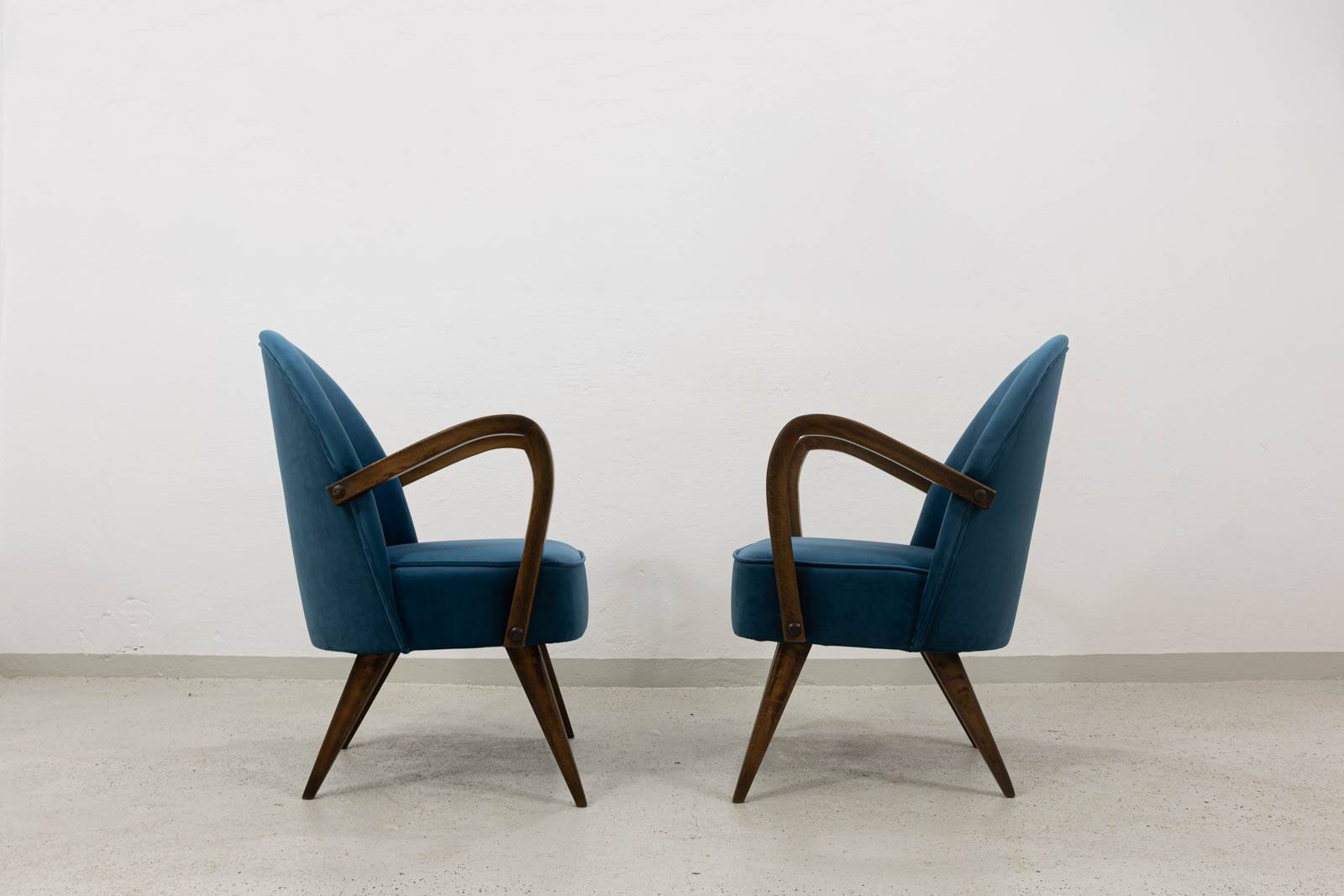 Pair of mid-century cocktail chairs, Poland, 1950s