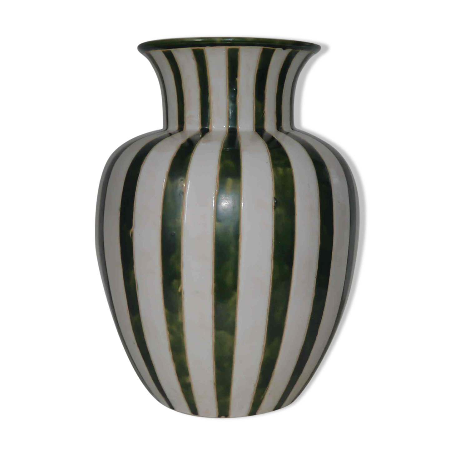 Vase old ceramic potiche 40 cm 50s signed "PH"