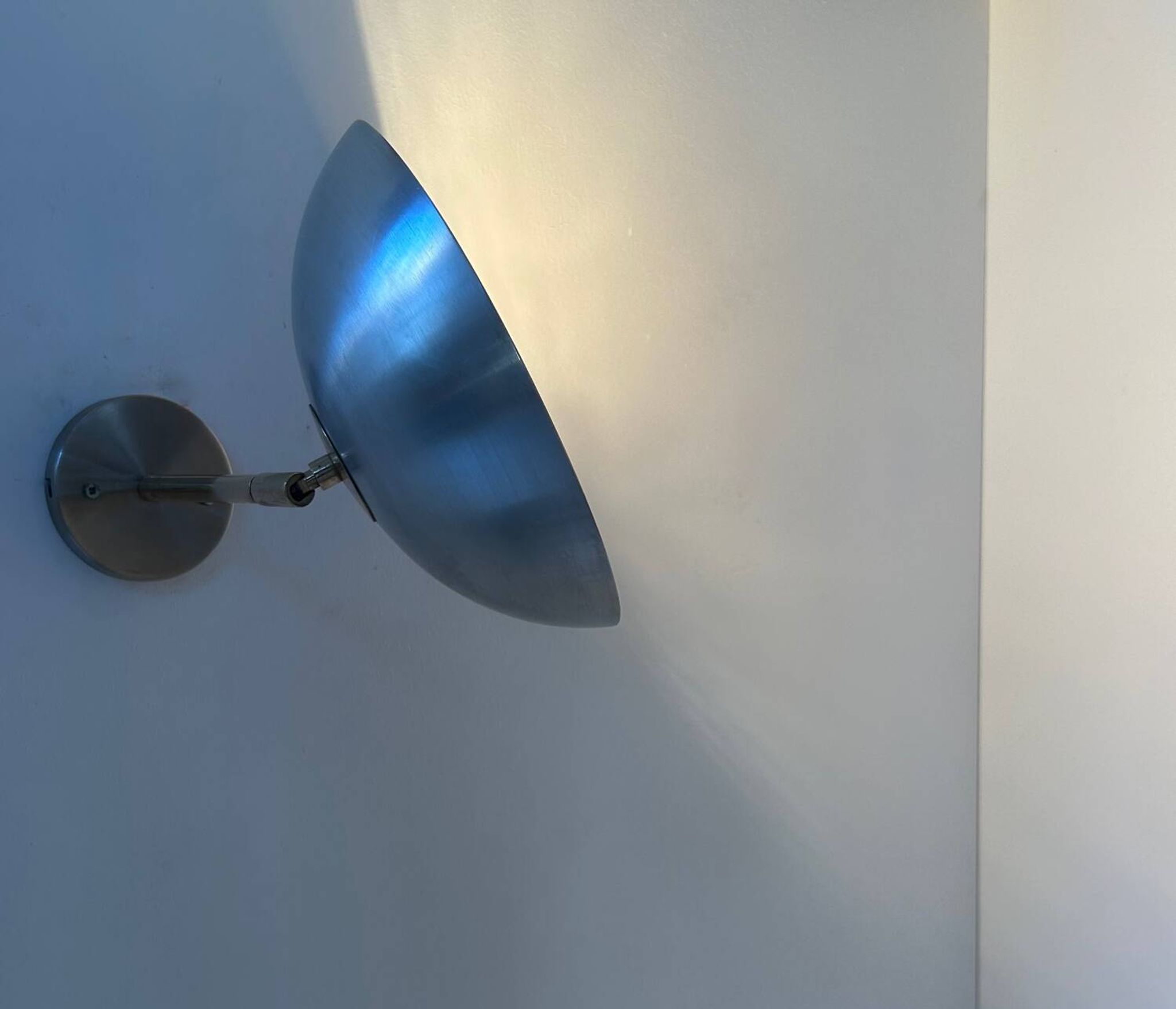 Vintage adjustable brushed metal and brass wall light, France 1970