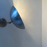 Vintage adjustable brushed metal and brass wall light, France 1970