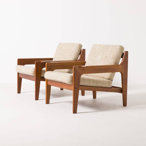 Ensemble de 2 chaises faciles en teck par Arne Wahl Iversen pour Komfort, Danemark, années 1960.