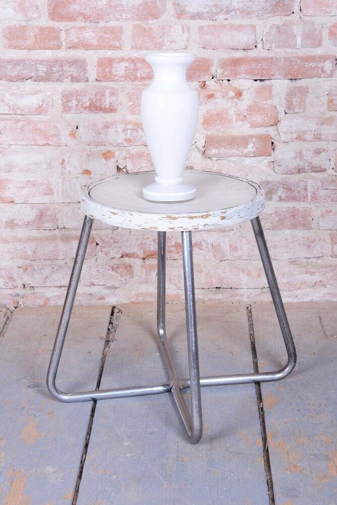 Bauhaus Stool in Beech, Chrome, and Steel from Mücke-Melder, Czech, 1930s