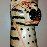 Sculture léopard bois type asiatique ancienne