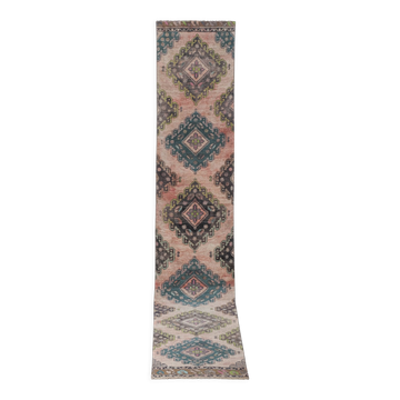 Tapis vintage turc de oushak, tissé à la main 90x492 cm