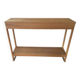 Console en bois et osier tressé 
