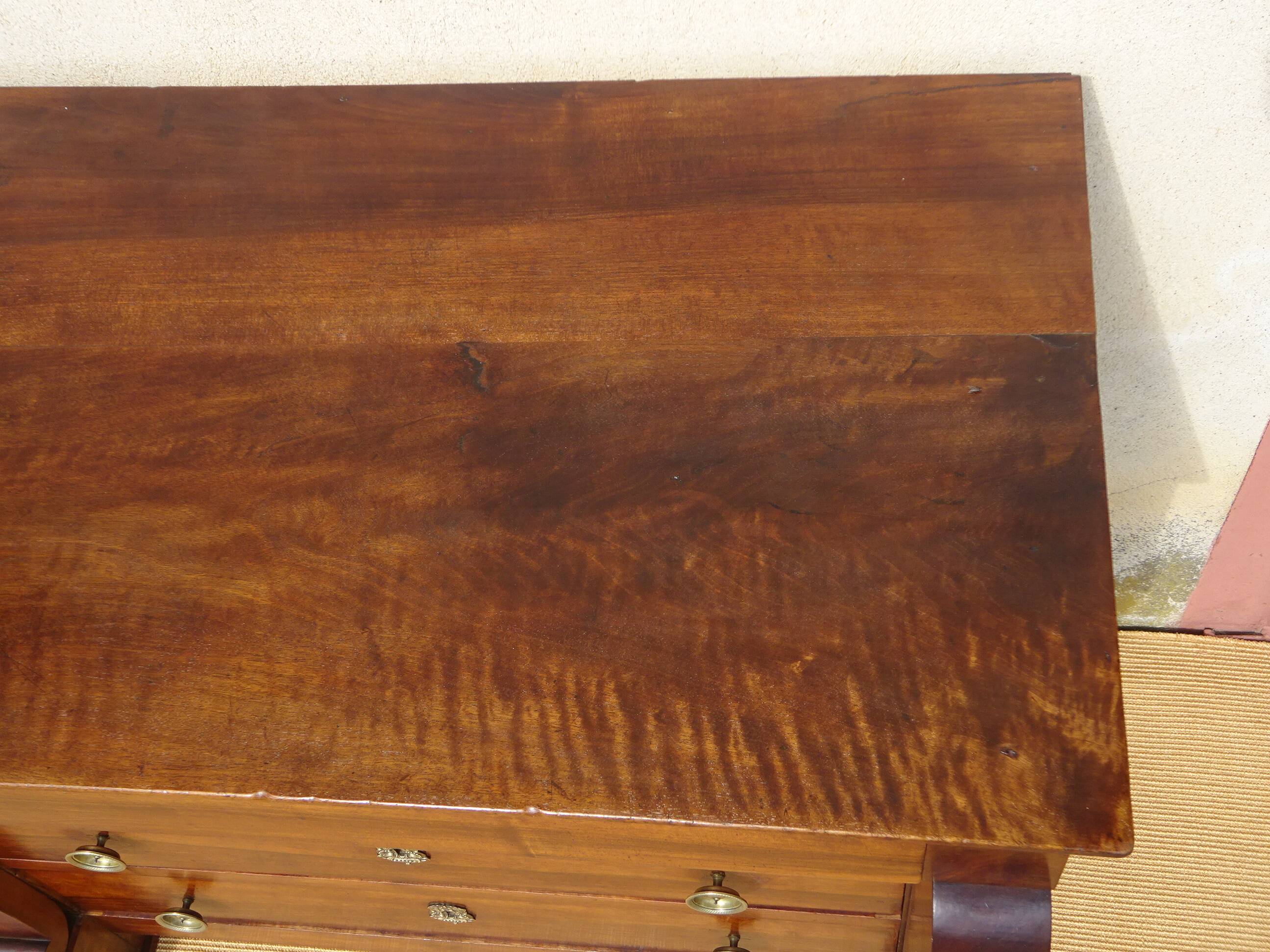 Antique solid walnut chest of drawers with scrolls