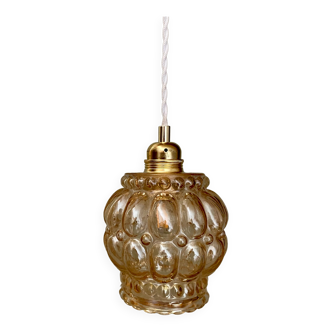 Vintage amber glass globe pendant lamp