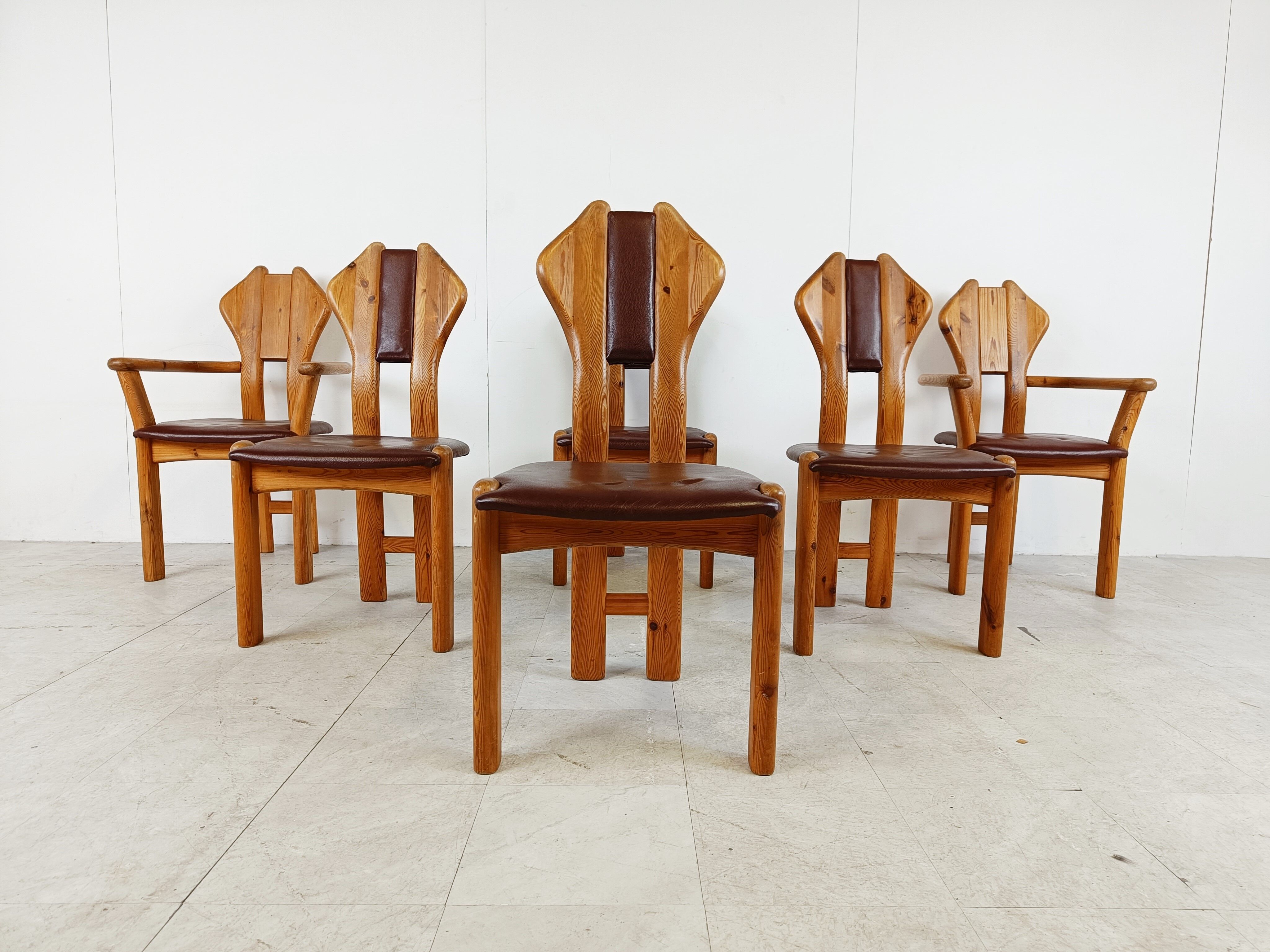Chaises de salle à manger vintage en bois de pin - années 1970
