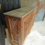 Support buffet in solid pine, zinc top, late 19th century.