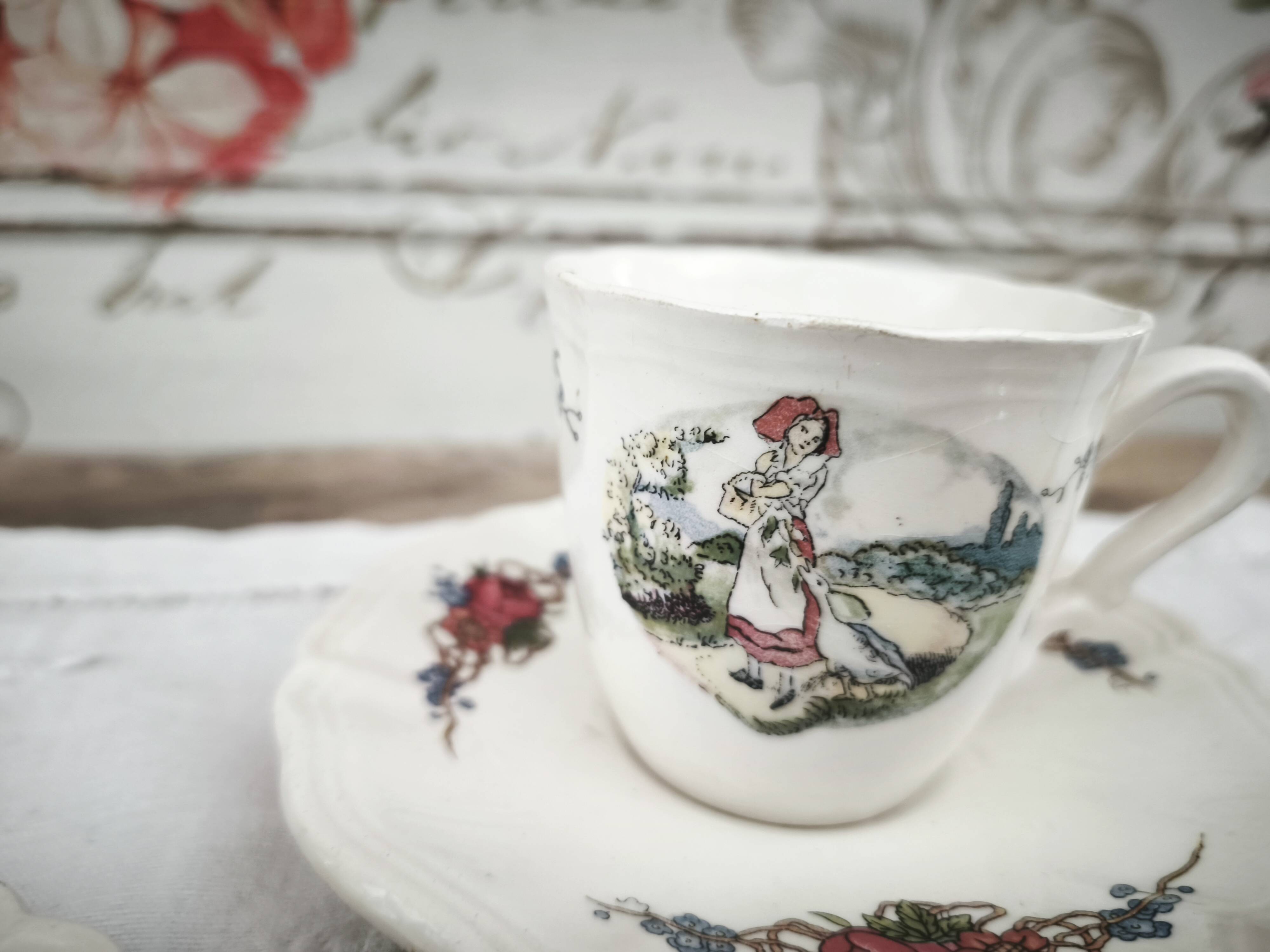 Lot de 4 tasses à café Sarreguemines Obernai