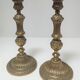 Paire de bougeoirs flambeaux bronze doré patiné style louis xvi époque 19ème
