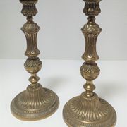 Pair of candle holders torches gilded bronze patinated style louis xvi period 19th century