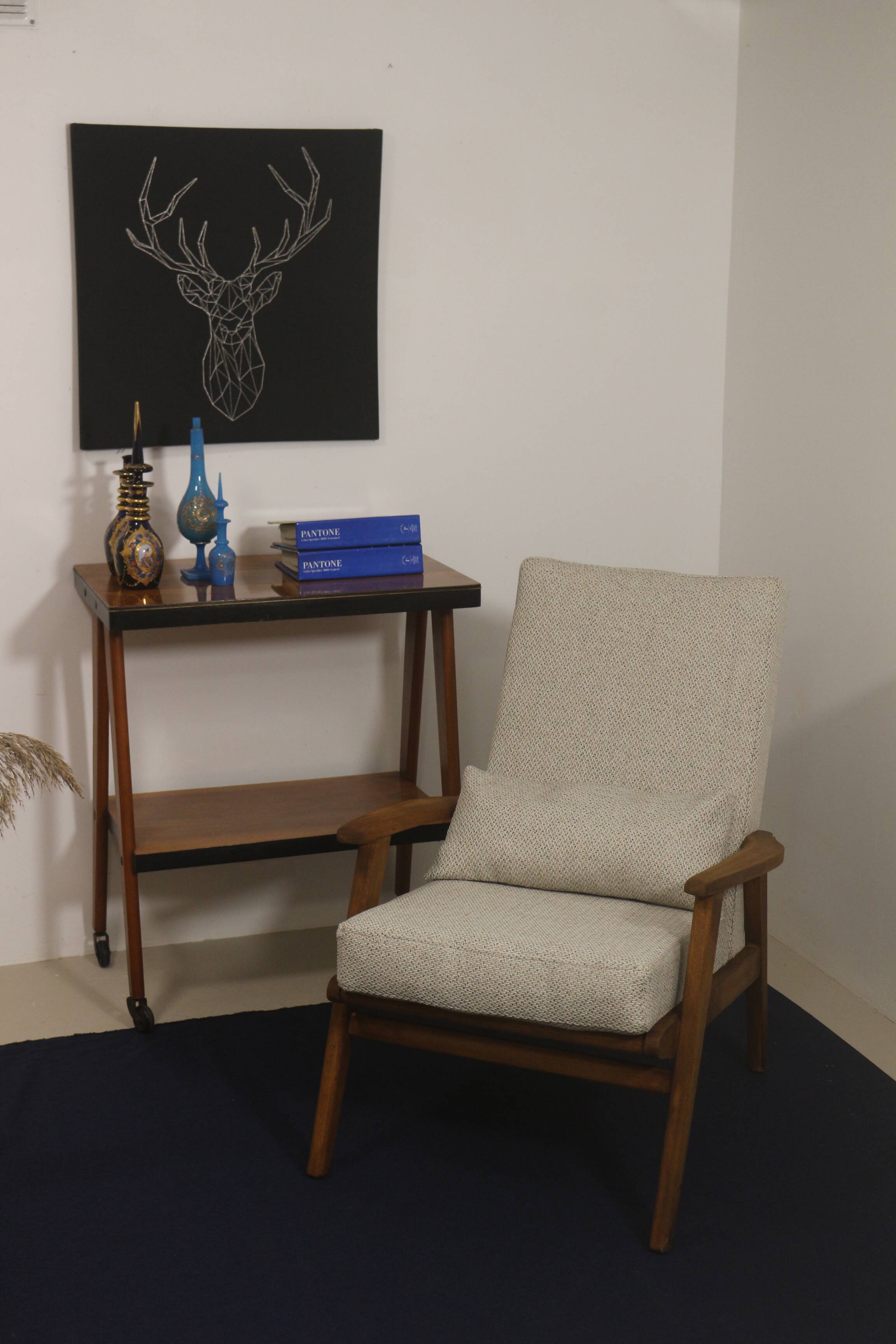 Scandinavian armchair 1960 rounded armrests