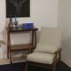 Scandinavian armchair 1960 rounded armrests