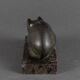 Art deco cat in regule by m. font green patina 1930 marble base